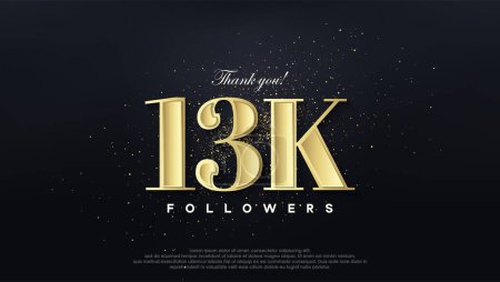 Illustration for Design thank you 13k followers, in soft gold color. - Royalty Free Image