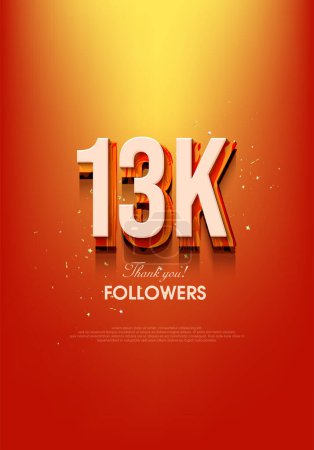 Illustration for Modern design to say thank you for achieving 13k followers. - Royalty Free Image