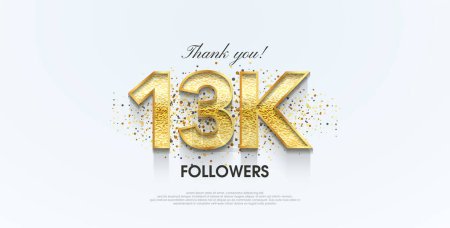 Illustration for Thank you 13k followers, celebration for the social media post poster banner. - Royalty Free Image