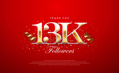 Illustration for Thank you followers 13k, thank you for followers. - Royalty Free Image