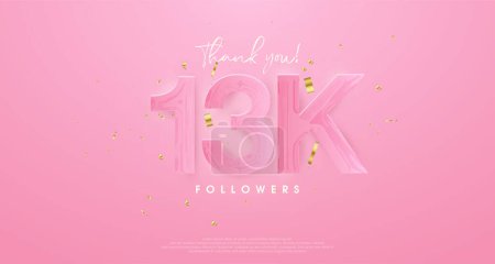 Illustration for Pink background to say thank you very much 13k followers. - Royalty Free Image