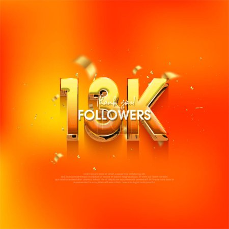 Illustration for 13k followers speech background, with a bright and fresh orange color. - Royalty Free Image