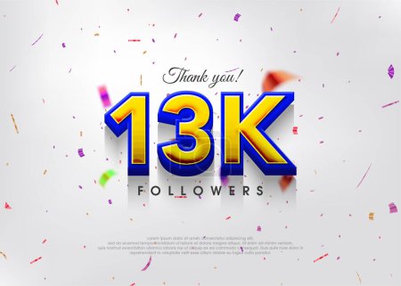 Illustration for Colorful theme greeting 13k followers, thank you greetings for banners, posters and social media posts. - Royalty Free Image