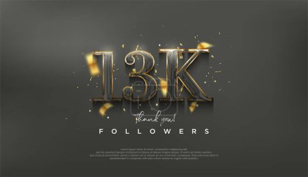 Illustration for Elegant and luxurious design to thank 13k followers. - Royalty Free Image