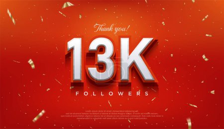 Illustration for Elegant number to thank 13k followers, the latest premium vector design. - Royalty Free Image