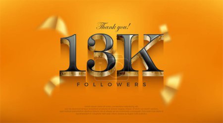Illustration for Celebration of achieving 13k followers, posters, banners, social media post design vector premium backgrounds. - Royalty Free Image