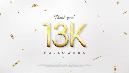 Illustration for Thanks to 13k followers, celebration of achievements for social media posts. - Royalty Free Image