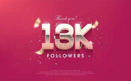 Illustration for Thank you 13k followers, vector background design for social media posts. - Royalty Free Image