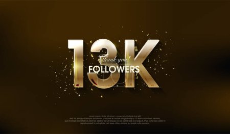 Illustration for Modern design to thank 13k followers, with a very luxurious gold color. - Royalty Free Image