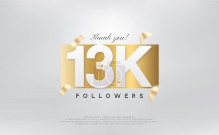 Illustration for Thank you 13k followers, simple design with numbers on gold paper. - Royalty Free Image