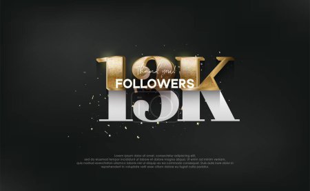 Illustration for Unique and luxurious design with gold glitter numbers, design for social media post greetings, thank you 13k followers. - Royalty Free Image