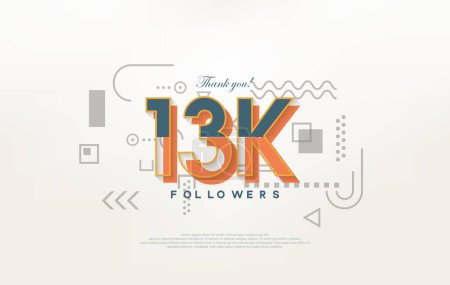 Illustration for 13k followers Thank you, with colorful cartoon numbers illustrations. - Royalty Free Image
