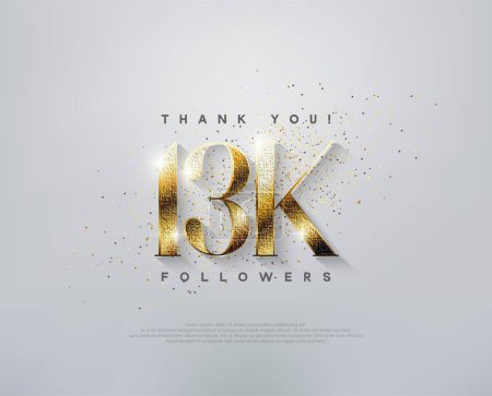 Illustration for Luxury greeting 13k followers thank you, with elegant gold numbers. - Royalty Free Image
