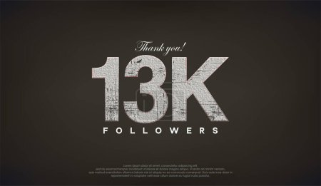 Illustration for Abstract design thank you 13k followers, with gray color. - Royalty Free Image