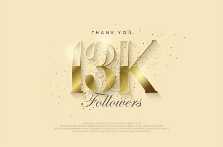 Illustration for A big thank you to 13k followers, with a shiny luxury gold design. - Royalty Free Image