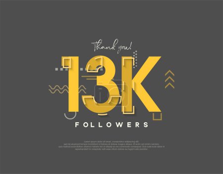 Illustration for Cartoon design for 13k followers celebration, simple and modern concept. - Royalty Free Image