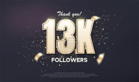 Illustration for Followers design 13k achievement celebration. unique number with luxury gold - Royalty Free Image
