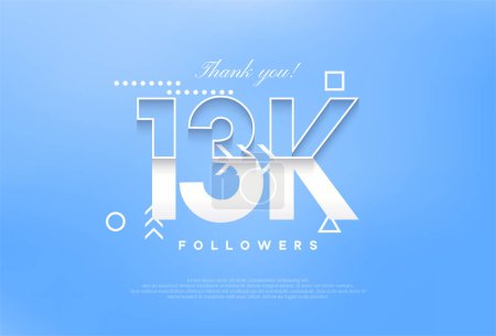 Illustration for Modern simple design 13k followers. to celebrate achievements. - Royalty Free Image