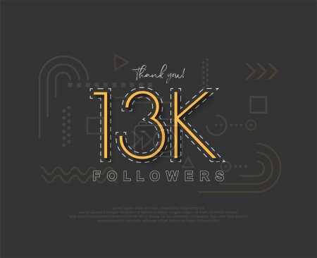 Illustration for Unique simple 13k followers with numbers and thin lines. - Royalty Free Image
