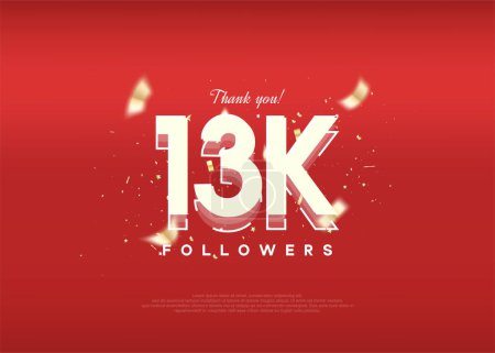 Illustration for Modern design celebration of 13k followers. on a luxurious red background. - Royalty Free Image