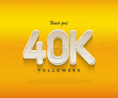 Ilustración de 40k seguidores celebración con números blancos modernos sobre fondo amarillo. - Imagen libre de derechos