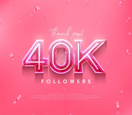 Ilustración de 40k seguidores de diseño para un gracias. en un color rosa suave. - Imagen libre de derechos
