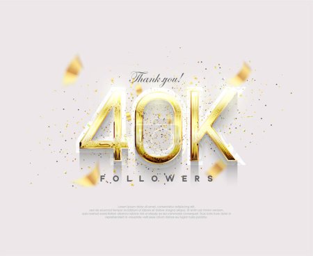 Ilustración de Número de oro 40k seguidores. celebración de llegar a 40k seguidores. - Imagen libre de derechos