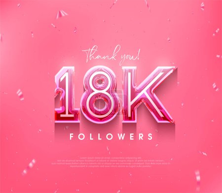 Ilustración de 18k seguidores de diseño para un gracias. en un color rosa suave. - Imagen libre de derechos