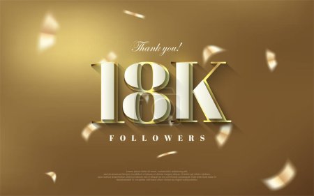 Ilustración de Gracias 18k seguidores fondo, brillante diseño de oro de lujo. - Imagen libre de derechos