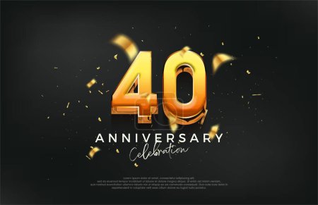 Illustration for 3d 40th anniversary celebration design. with a strong and bold design. Premium vector background for greeting and celebration. - Royalty Free Image