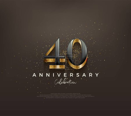 Téléchargez les illustrations : Design de luxe 40e anniversaire avec des chiffres classiques sur un fond noir. Fond vectoriel Premium pour l'accueil et la célébration. - en licence libre de droit