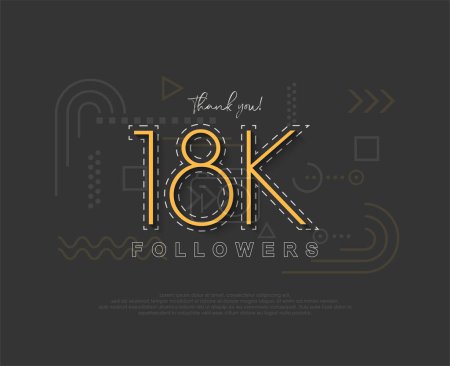 Ilustración de Único simple 18k seguidores con números y líneas delgadas. - Imagen libre de derechos