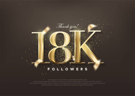 Ilustración de Oro de lujo gracias 18k seguidores. saludos y celebraciones. - Imagen libre de derechos