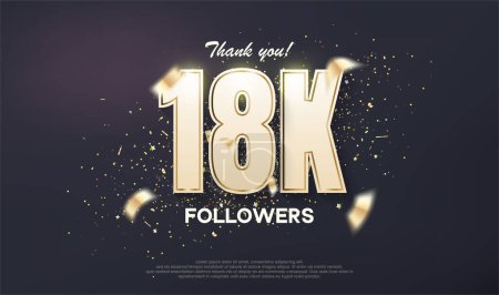 Ilustración de Los seguidores diseñan celebración de logros de 18k. número único con oro de lujo - Imagen libre de derechos