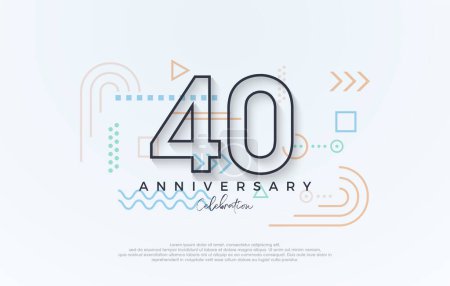 Illustration for Simple design 40th anniversary. with a simple line premium design.Premium vector for poster, banner, celebration greeting. - Royalty Free Image
