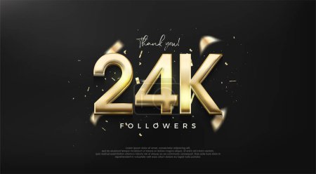 Glänzende Goldzahl 24k als Dankeschön für Follower.