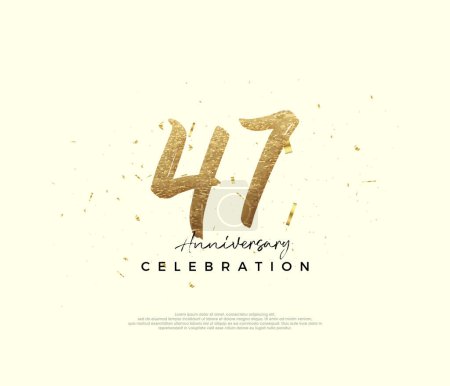 Téléchargez les illustrations : Célébration du 47e anniversaire, avec des numéros de paillettes d'or. Fond vectoriel Premium pour l'accueil et la célébration. - en licence libre de droit