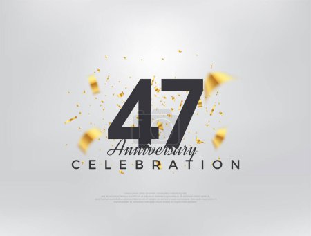 Téléchargez les illustrations : Célébration du 47e anniversaire, design moderne simple et beau. Fond vectoriel Premium pour l'accueil et la célébration. - en licence libre de droit