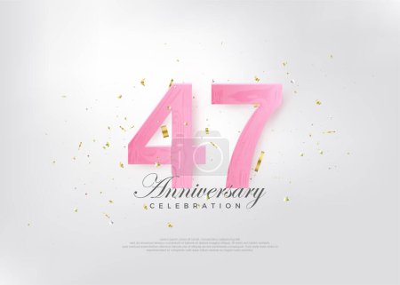 Téléchargez les illustrations : Célébration du 47e anniversaire, avec de beaux chiffres roses et très charmant. Fond vectoriel Premium pour l'accueil et la célébration. - en licence libre de droit