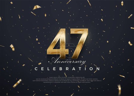 Téléchargez les illustrations : Célébration du 47e anniversaire, design vectoriel 3D avec luxe et or brillant. Fond vectoriel Premium pour l'accueil et la célébration. - en licence libre de droit