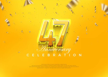 Téléchargez les illustrations : Premium 47e anniversaire célébration design, avec des numéros 3d jaune moderne. Fond vectoriel Premium pour l'accueil et la célébration. - en licence libre de droit