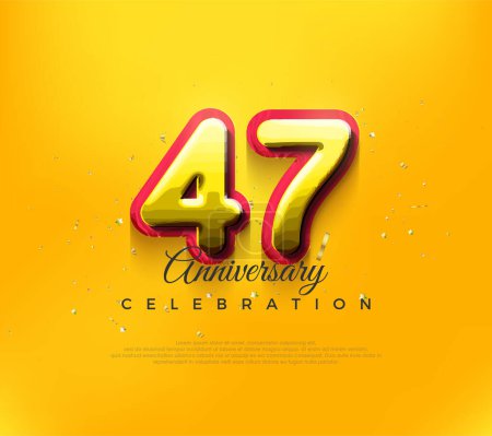 Téléchargez les illustrations : Conception 3d 47e anniversaire, design vectoriel premium en couleur jaune moderne. Fond vectoriel Premium pour l'accueil et la célébration. - en licence libre de droit