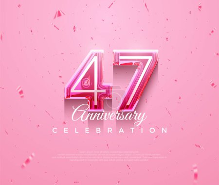 Téléchargez les illustrations : Belle conception de célébration du 47e anniversaire avec une couleur rose féminine. Fond vectoriel Premium pour l'accueil et la célébration. - en licence libre de droit