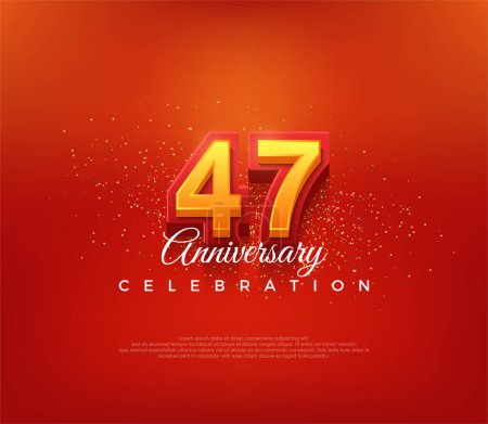 Téléchargez les illustrations : Conception moderne 47e numéro, pour la célébration de l'anniversaire en couleur rouge vif. Fond vectoriel Premium pour l'accueil et la célébration. - en licence libre de droit