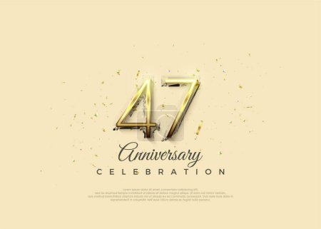 Téléchargez les illustrations : Numéro anniversaire avec 47e chiffres en or brillant luxueux. Fond vectoriel Premium pour l'accueil et la célébration. - en licence libre de droit