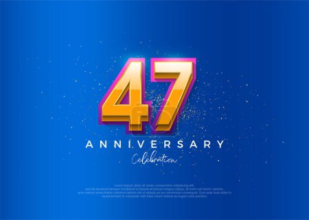 Téléchargez les illustrations : Design simple et moderne pour la célébration du 47e anniversaire. avec une élégante couleur de fond bleu. - en licence libre de droit