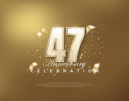 Téléchargez les illustrations : Fête du 47e anniversaire de luxe en or avec des chiffres blancs sur fond or. Vecteur Premium pour affiche, bannière, salutation de célébration. - en licence libre de droit