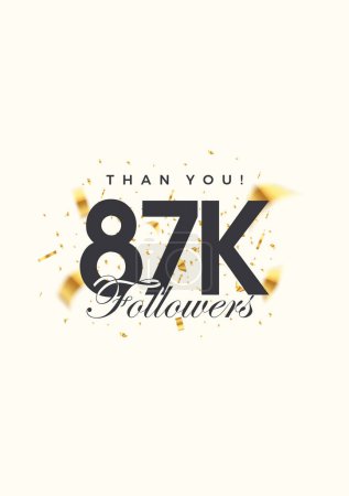 Illustration for 87k followers number, posters, greeting banners for social media posts. - Royalty Free Image