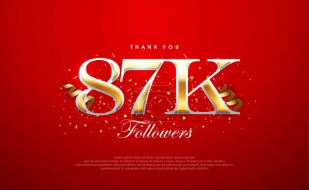 Illustration for Thank you followers 87k, thank you for followers. - Royalty Free Image
