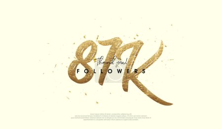 Illustration for 87k celebrations for followers, with fancy gold glitter figures. - Royalty Free Image